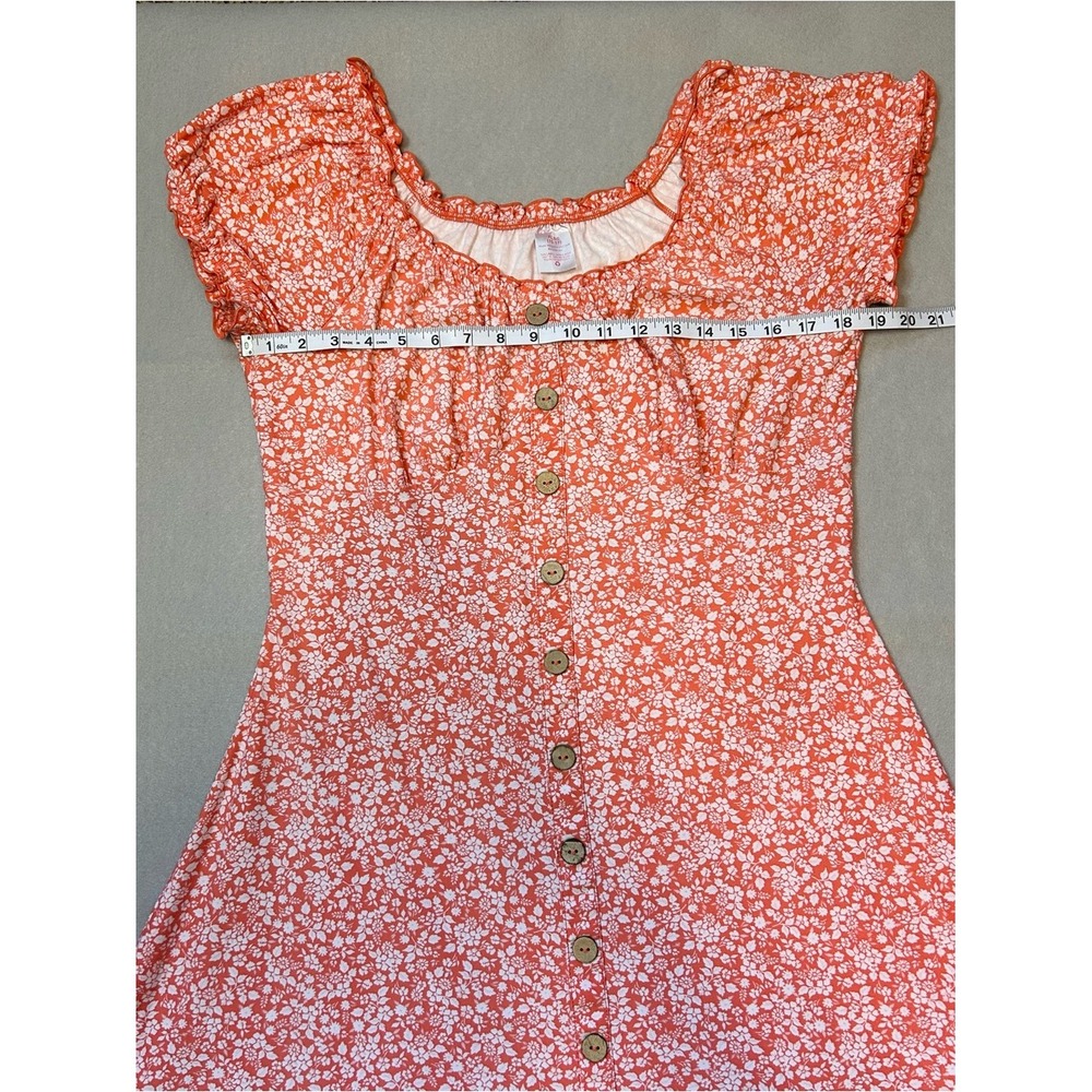 No Boundaries Coral Floral Button-Front Dress - Picture 2 of 5